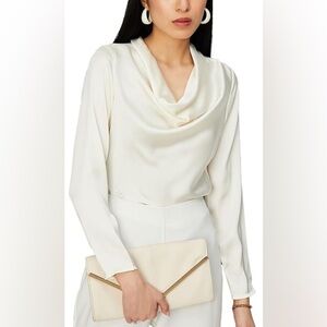 NWT Karen Kane Elegant Cream Blouse with Cowl Neck